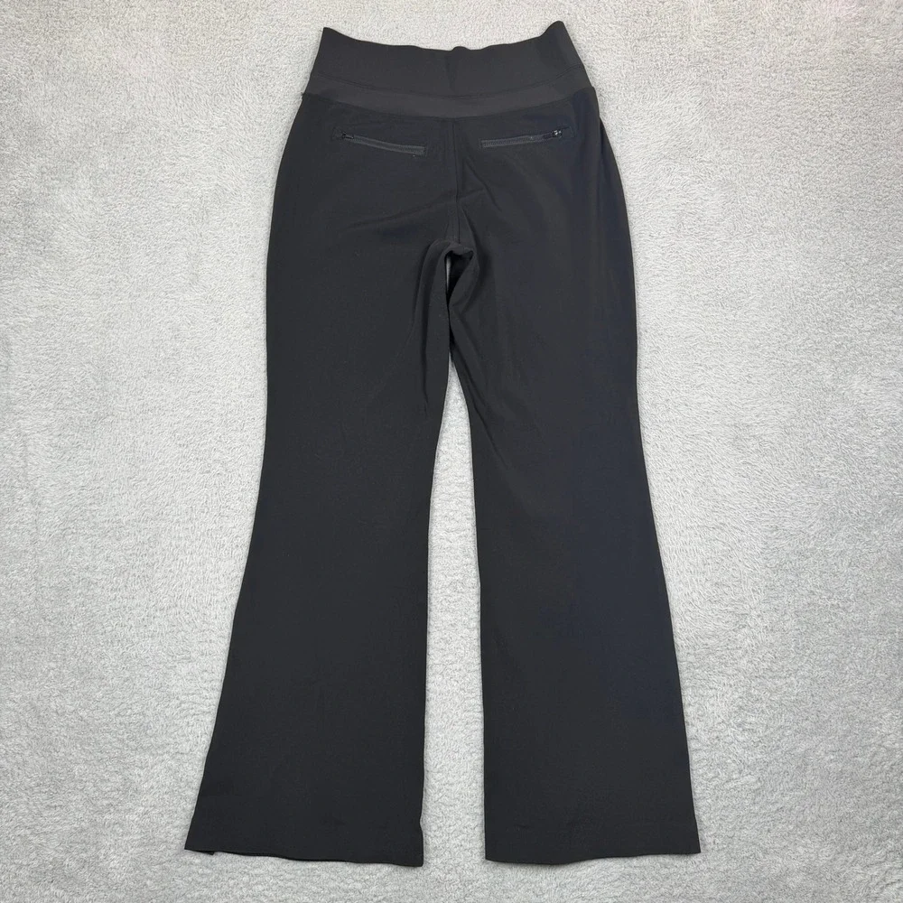 Athleta Womens Black High Rise Flare Bootcut Pants Zip‎ Pockets Slit Hem XS